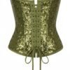 Handmade Khaki Sequin Corset, Festival Top, Burning Man Outfit, Green Sequin Bustier, Warrior Costume, Desert Goddess, Custom Fit