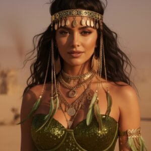 Handmade Khaki Sequin Corset, Festival Top, Burning Man Outfit, Green Sequin Bustier, Warrior Costume, Desert Goddess, Custom Fit