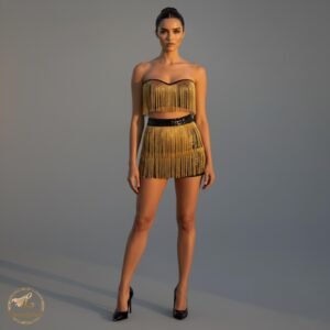 Gold Fringe Skirt Set | Gatsby Outfit | 1920s Flapper Dance Costume