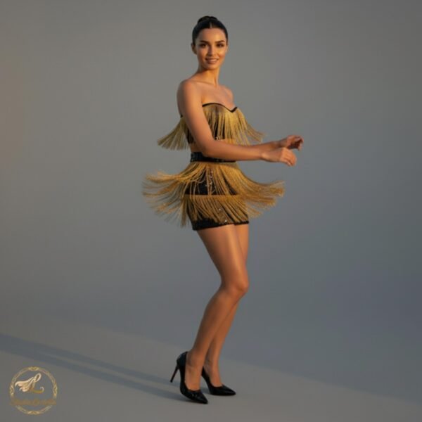 Gold Fringe Skirt Set | Gatsby Outfit | 1920s Flapper Dance Costume